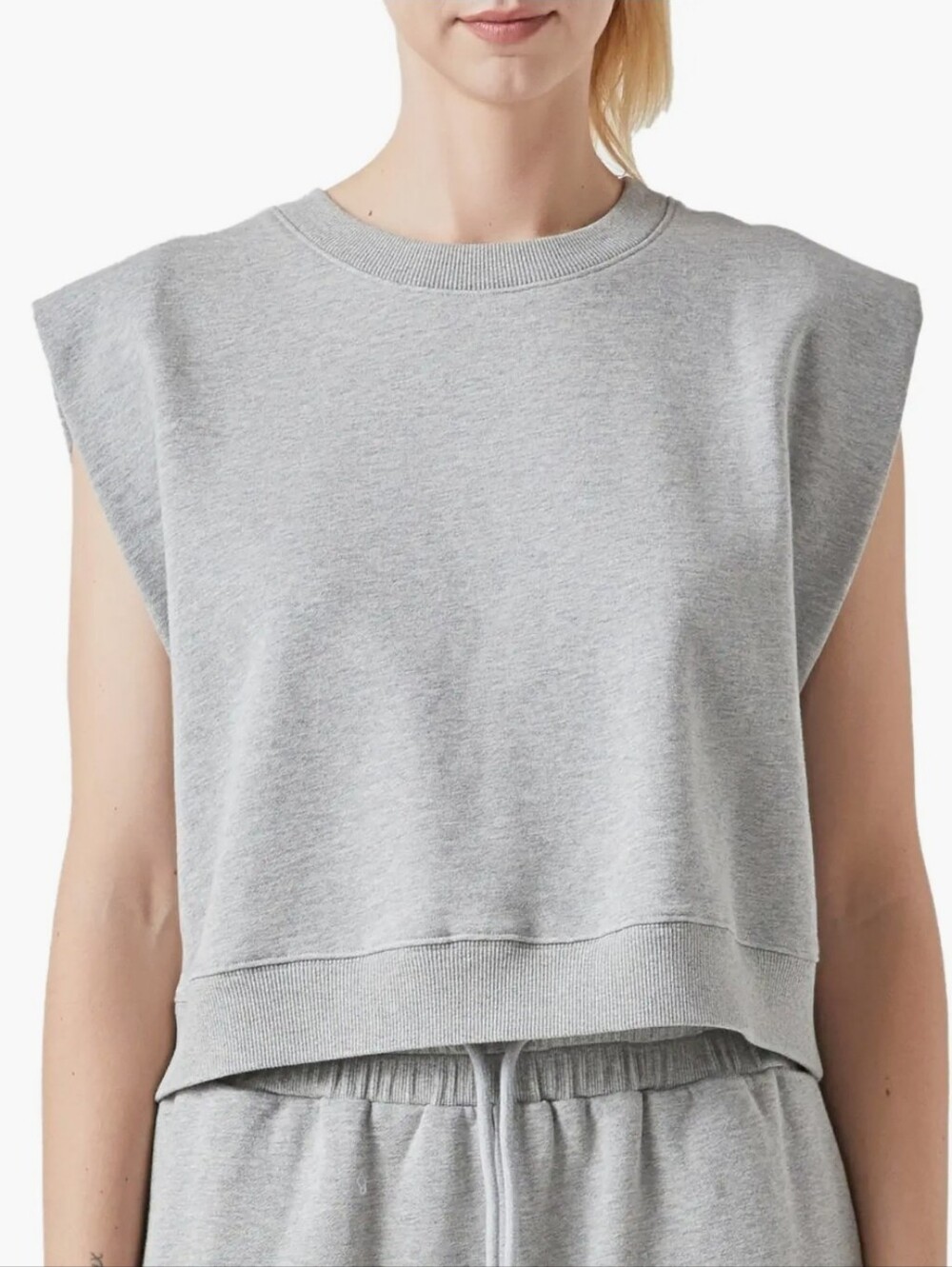 GREY LAB Women's Heather Gray Sleeveless Crewneck Sweatshirt Women's Size Medium
